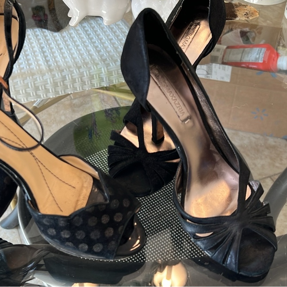Two Pairs Black Suede Pumps. Size 7.